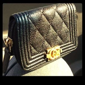 Chanel Calfskin Quilted Boy Zip Around Wallet